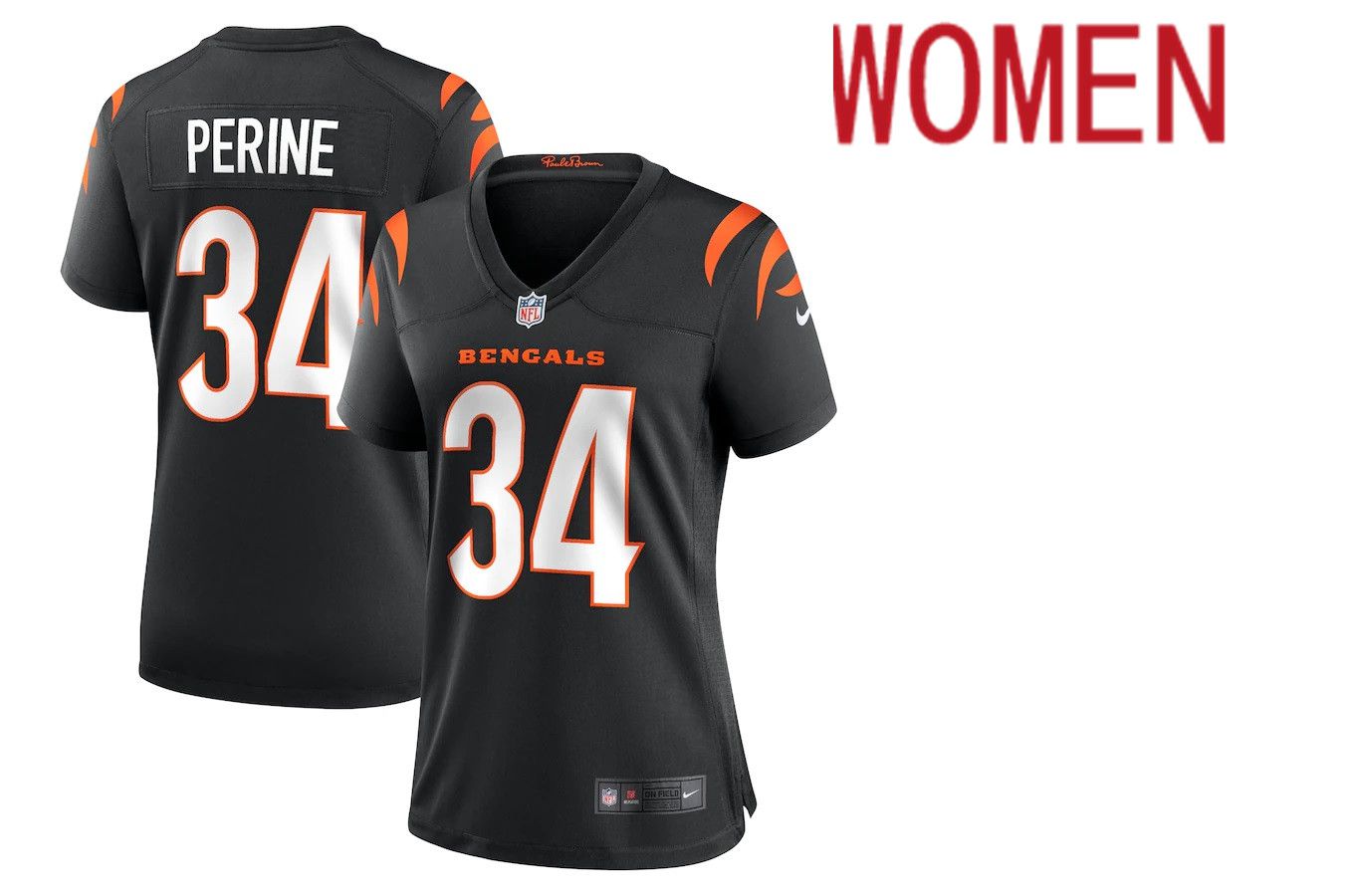 Women Cincinnati Bengals 34 Samaje Perine Nike Black Game NFL Jersey